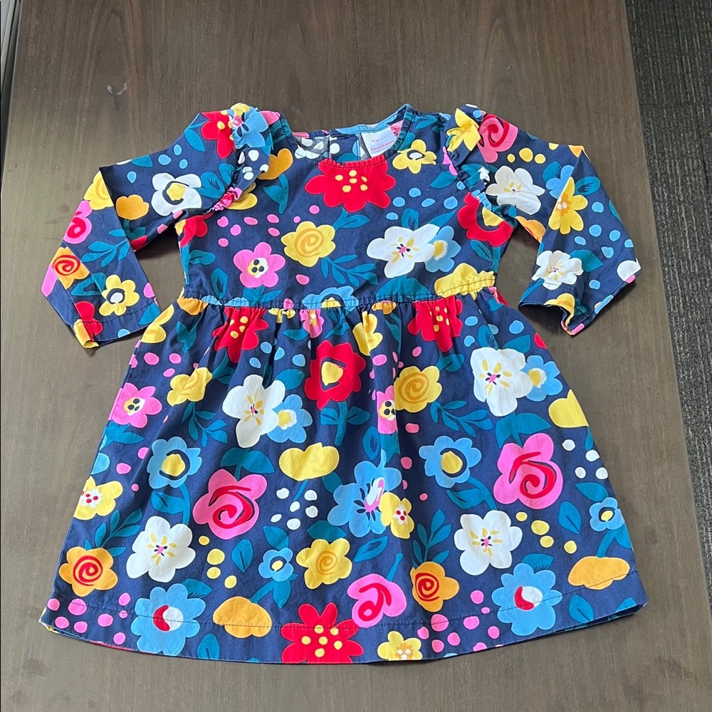 Hanna Andersson Floral Dress | 3T | Navy Multicolor | Like New 🌸